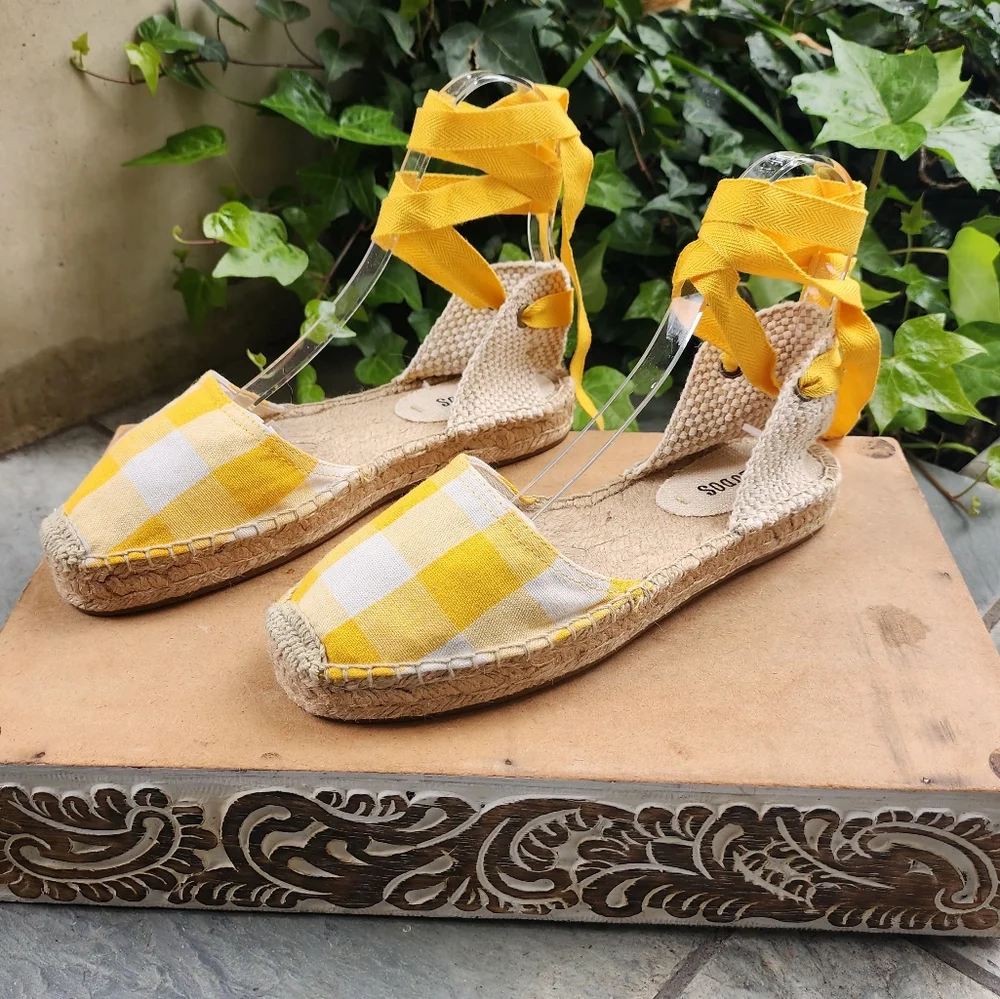 Stylish Gingham Soludos Wrap Espadrilles